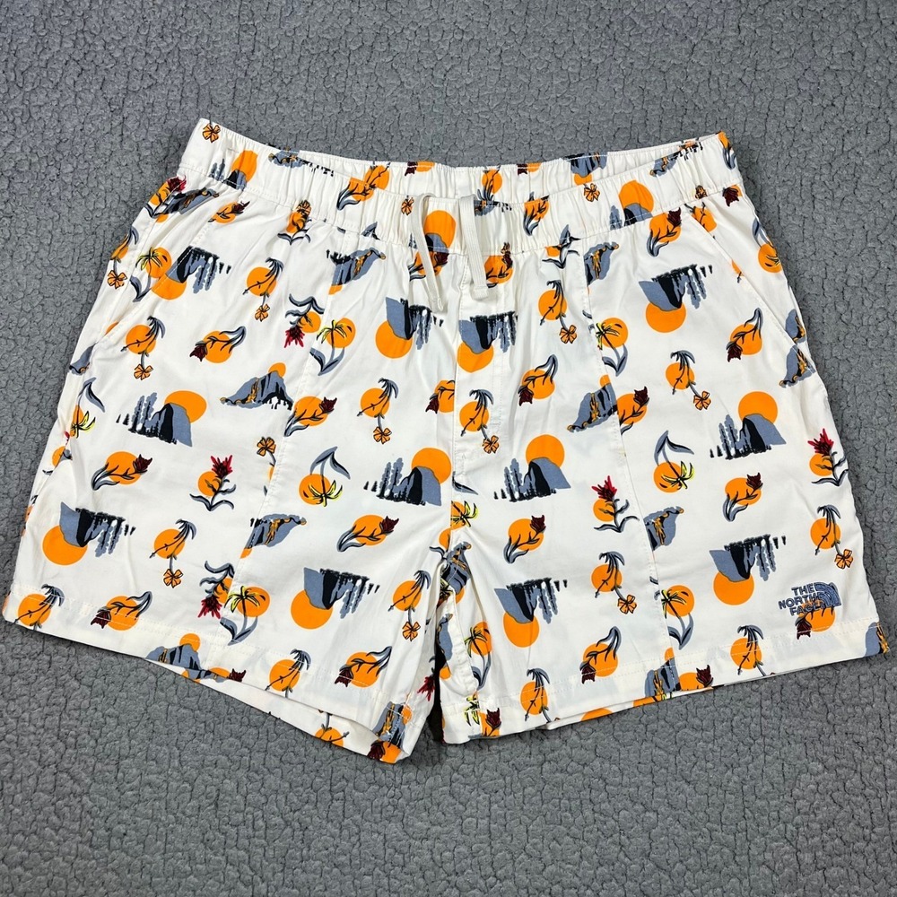 The North Face Class V Shorts White Orange Landscape Desert Print Mens Size L